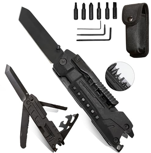 Coltello Multiuso, Multitool, 13 in 1 Coltello Multifunzione in Acciaio Inossidabile, Pinza Multiuso con Coltello, Cacciavite per Campeggio, Apribottiglie e Rompivetro, per Escursionismo, Cacci