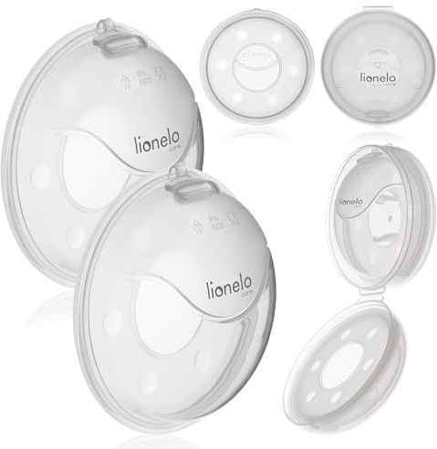LIONELO Milky Plus Bröstmjölksuppsamlare 2 st x 40 ml | Med Etui & Bekväma Bröstkupor | BPA-fri & Steriliserbar | Diskreta Mjölkuppsamlingskoppar för Amning, Samlar Upp Mjölk utan Spill | Lätt att rengöra diskret bekväm återanvändbar mjölkuppsamlingsbricka