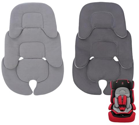 Universelle Babyschale Sitzauflage & Kopfstütze - Wendbare Matte Sitzverkleinerer für Babyschale, Kinderwagen, Hochstuhl, Autositz - Atmungsaktive Sitzverkleinerer Einlage für Neugeborene (Grau)