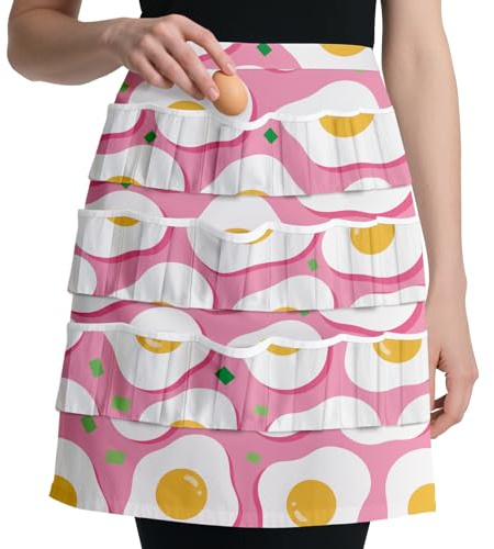 CUTHOLLOW Omelette Egg Collecting Apron for Adlut, Women, Housewife, 18 Deep Pockets Hen Egg Gathering Holding Apron with Elastic Closures for Farmhouse, Kitchen, Restaurant