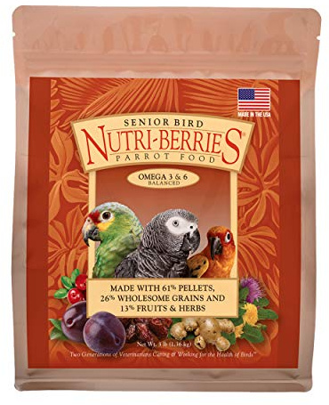 LAFEBER'S Senior Bird Nutri-Berries Pet Bird Food, Made with Non-GMO and Human-Grade Ingredients, for Parrots, 3 lb