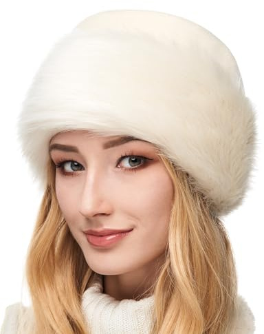 Futrzane Classic Gorro Mongol - Gorros Invierno Mujer Lana - Sombrero de Piel (S, Crudo - Crudo Classic)