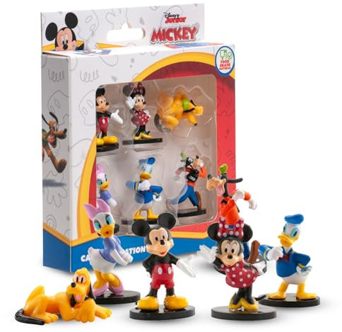 dekora – Set mit 6 klassischen Disney-Figuren | Mickey, Minnie, Pluto, Donald, Daisy und Goofy | Tortendekoration und Cupcake-Topper | Lebensmittelechter PVC | Perfekt für Partys und als Geschenk