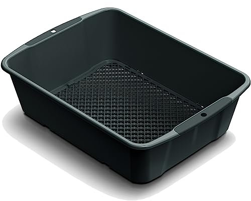 botle Tamis de jardin en plastique - Dimensions du trou : 4-10 mm (l x h) - 29,4 cm x 10,8 cm - Anthracite - Réglage manuel de l'insert pour sable et compost