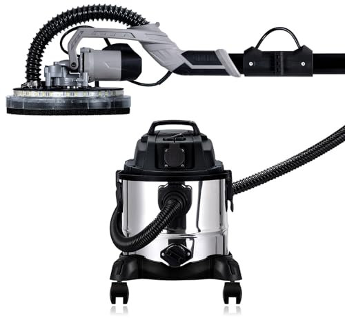 Werku, WK400030+WK402010, Lijadora Circular Paredes-Techos, 750 W, 225 mm, Luz LED + Aspirador Seco-Húmedo, 1200 W, 20 L, Sincronización Herramientas Eléctricas 2000 W, Filtro HEPA, Filtro Esponja