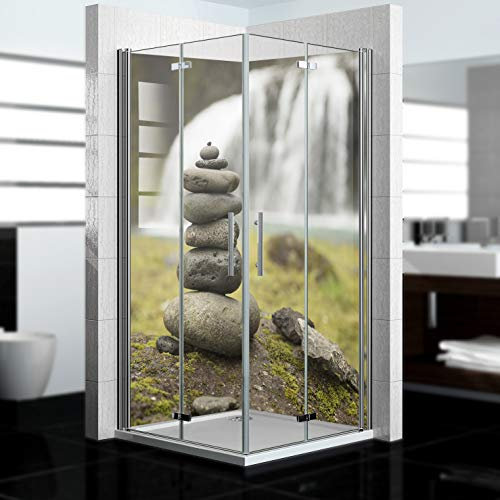 dedeco Pannello posteriore doccia impermeabile con motivo Zen V5, vernice UV opaca, 2 x 100 x 200 cm, come pannello posteriore per il bagno per la sostituzione delle piastrelle, come parete
