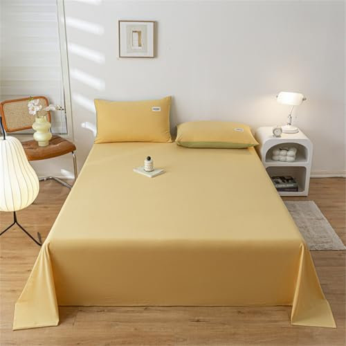 HAIBA Bettlaken ohne Gummizug 230x245cm Gelb weiches und pflegeleichtes Betttuch aus 100% Baumwolle ohne Gummizug
