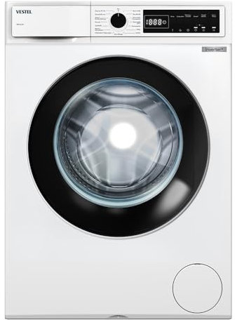 VESTEL WMI 86341 Waschmaschine 8 kg Frontlader – 1400 U/min, Energieeffizienzklasse A, Inverter-Motor, Dampffunktion, AquaStop, leise, freistehend, weiß