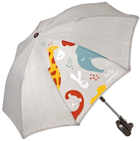 PERLETTI Kinderwagen Sonnenschirm mit Sonnen UV Schutz - Kinderwagenschirm Verstellbar mit Universal Halterung - Kinder Wagen Schirm mit Manueller Öffnung - Durchmesser 68 cm (Beige)