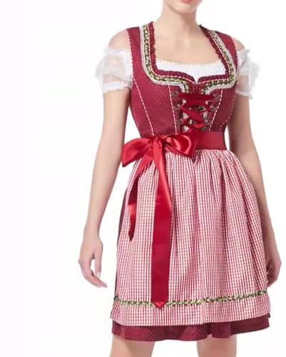 Oktoberfest Outfit Women - Bavarian Dirndl Dress, 3 Pieces German Dirndl Dress for Bavarian Beer Carnival Party