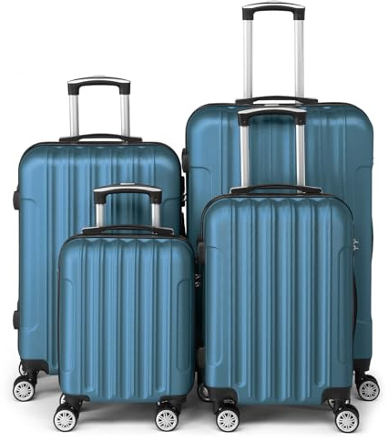 LEADZM Set de 4 Valises de Voyage, Valise Grande Taille & Cabine, Set de Bagage pour Voyage, ABS avec roulettes Pivotantes 360°, Cadenas et Poignée Télescopique - Bleu Marine