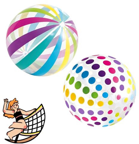 Lot de 2 Ballons de Plage Gonflable Portables 40 cm, Ballon Piscine Gonflable, Jouet de Plage, pour Plage et Piscine Party, Enfants, Adultes
