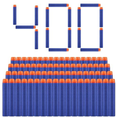ZWOOS Dardi Proiettili per Pistola Nerf N Strike Elite Blaster Ricambio 400 Pezzi Munizioni Ricarica Compatibili Freccette per Series Blasters Giocattolo per Bambini (Blu Bianco)