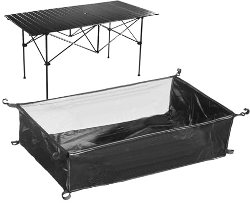 Organizzatore di stoccaggio sotto tavolo da campeggio – rete da picnic pieghevole – supporto per borsa a rete leggero | mensola da tavolo da viaggio all'aperto per escursioni, barbecue, spiaggia