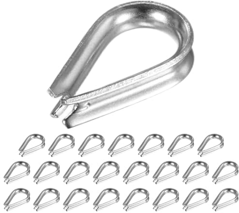 M METERXITY 24-Pack Wire Rope Thimbles, M2 Stainless Steel 2mm Rope Thimble Rigging for Diameter Cable Rigging/Sailing/Clothesline, Wire Cable Protection