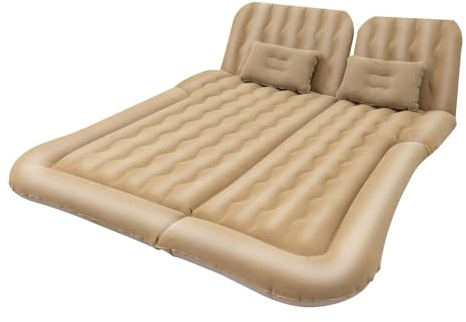 Lightakai SUV Materasso gonfiabile, materasso per bagagliaio, con pompa ad aria, portatile, doppio lato spesso, per viaggi, campeggio, attività all'aperto (beige)