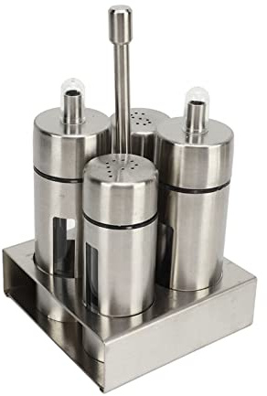WAHEWUD Set di Oliera e Sale, Dispenser per Spezie, Design Elegante, Grande Capacità e Acciaio Inossidabile Traforato per Cucine Ristoranti (Antiruggine, Facile da Pulire)