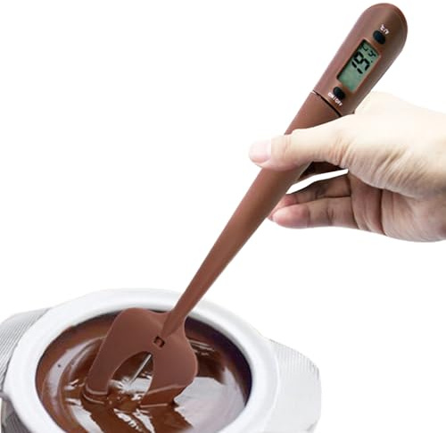 Spatule thermomètre de cuisine en silicone – Lecteur de température de haute précision, poignée ergonomique, outil d'agitation polyvalent | Gadget de cuisine pour confiserie, chocolat, viande, bonbons