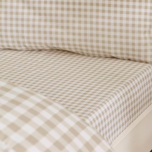 Catherine Lansfield Bamford Gingham Check Double Fitted Sheet Natural