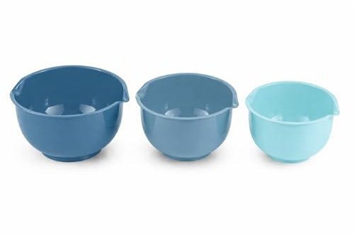 eMKay® 3 Pcs Mixing Bowl Set | Nesting Kitchen Bowls with Pouring Spout | Baking & Food Prep Bowls | Dishwasher Safe | 2.5L 2L 1.5L (Navy Blue ICE Blue Aqua)