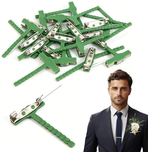 Boutonniere Pins, 30pcs T-Shaped Corsage Clips for Wedding Flowers | T Pins Corsage Supplies Small Safety Pin Brooch,Corsage Base Supplies,Buttonhole Flowers Pins Holder for Wedding Party Bride