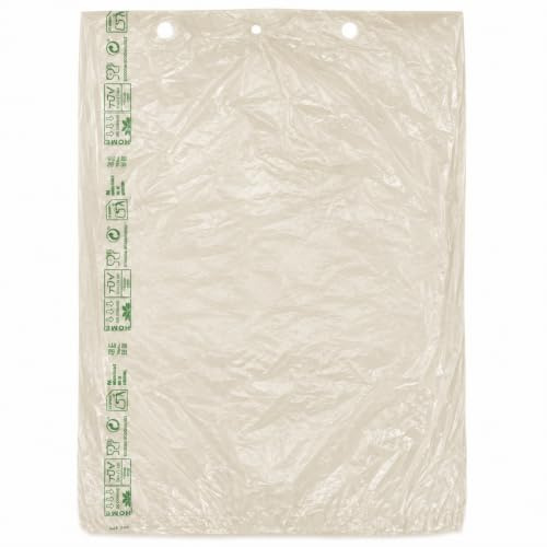 Zenic | Handtagslösa komposterbara påsar i plastblock i vegetabilisk plast | Storlek 25 x 35 cm | Genomskinlig och robust genomskinlig för fruktbutiker slaktare fiskmarknader (30x40)