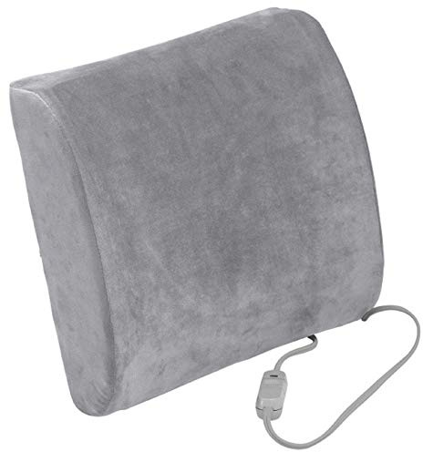 Drive Medical Comfort Touch Heated Lumbar Support Cushion, Gray