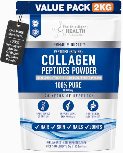Hydrolysed Collagen Powder (Bovine) - High Protein Grass Fed Unflavoured Peptides - Collagen Supplements for Women | Gluten Free, Paleo & Keto Friendly (2KG)