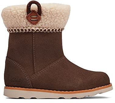 Clarks Crown Loop T - Stivali da neve da bambina, Pelle scamosciata noce, 36.5 EU