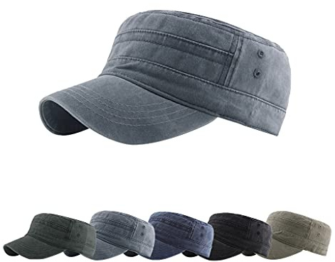 CheChury Casquette Homme Vintage Casquette Militaire Réglable Chapeau de Cadet Armée Casquette de Baseball 100% Coton pour Sports et Extérieur - Gris - Taille Unique