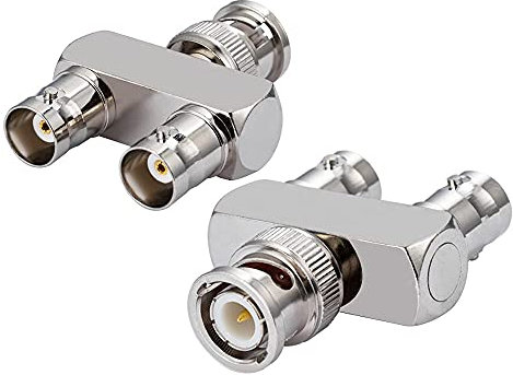 Vecys Adaptador Divisor de 3 Vías Tipo Y con Conector Macho BNC a Conector Hembra Doble Tipo F para Antena BNC Antena CB 4G Radioaficionado Vídeo HD HDTV (2 Piezas)