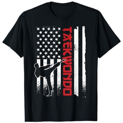 Taekwondo American Flag Taekwondo Fighter US Flag T-Shirt