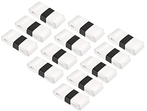 PATIKIL 12Pack 43.3 Tennis Schläger mit Loch PU Dehnbar rutschfest Saugschweiß Weiß