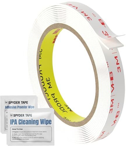 4950 White Double Sided Foam Mounting Tape – 19mm x 4.5m – Heavy Duty Waterproof Adhesive for Automotive Trim, Windows & LED Strips – High Bond Acrylic Foam Tape for Indoor & Outdoor Use