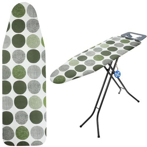 KADAX Copriasse da stiro con coulisse, rivestimento per asse da stiro per una stiratura più veloce, copertura universale per asse da stiro in cotone (cerchio verde, 120 x 40 cm)