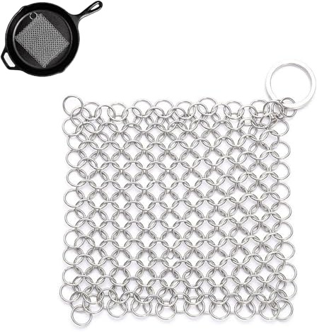 ieron Pulitore per ferro da stiro in acciaio inox, 12,7 x 12,7 cm, antigraffio, per la pulizia di padelle in ghisa, wok, pentole, piastre o calderoni in ghisa