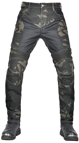RCLONGEU Motorradhose Herren/Damen, Motorrad-Jeans Aus Aramidfaser Motorrad Jeans mit Protektoren,Winterhose Stretch Motorradbekleidung (Grün,XL)