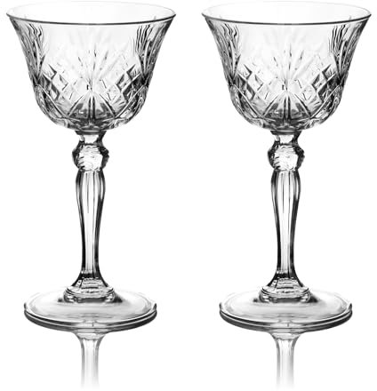 DIAMANTE Chatsworth Coupette Cocktail Champagne Glasses - Nick & Nora mini Coupe - Made from Premium Lead Free Crystal - Set of 2