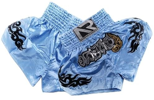 Pantaloncini da kick boxing in misto fibra, attrezzatura essenziale per MMA e Muay Thai, Azzurro, S