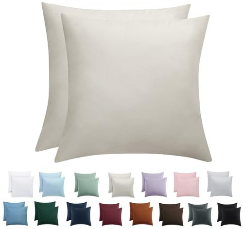 Tifschlaf Kissenbezug 80x80 2er Set - Kopfkissenbezug 80 x 80 Beige mit Reißverschluss aus Mikrofaser Weich, 80x80cm Cream Pillow Case