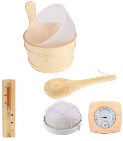 Sauna trähänder och slev set med handtag tillbehör spa kit för inhemska ångbanor väsentlig utrustning ångbad väsentligt trätillbehör trätillbehör