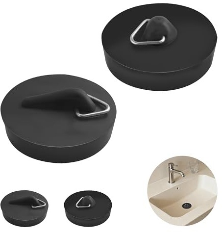 SZWLJ 4 Piezas(4cm*2 & 4.5cm*2) ‌tapon Fregadero Cocina‌ Negro - para desagües de Fregadero, Evita pérdidas de Agua y olores, Adecuado para baño y Cocina.