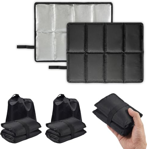 2 Stück Sitzkissen Outdoor, Thermo Faltbar Wasserdicht Maschinenwaschbar Extragröße Sitzunterlage Outdoor mit 2 Aufbewahrungstasche für Camping Picknicks Sportplätze Schutz vor Kälte Nässe & Schmutz