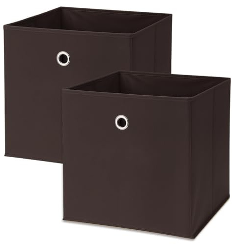 Murago 2er Set Faltbox ca. 30x30x30 cm - Braun - Würfel Aufbewahrungsbox faltbar Aufbewahrungskörbe Deko Korb Boxen Wohnzimmer Stoff für Kleidung Büro Regalkorb Klappbox Faltbox