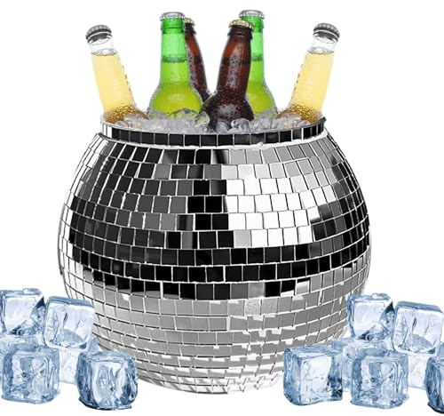 Genérico Secchio di ghiaccio con palla da discoteca – refrigeratore per bevande di grande capacità da 3 litri, vasca da ghiaccio riflettente per bar | contenitore portatile per cocktail, champagne