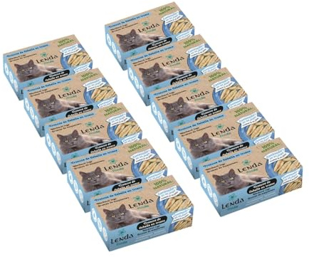 Lenda Foodie Cat - Pack 10 x 120gr Comida Humeda para Gatos Natural - Troncos de Caballa - Adultos Jovenes y Senior - Alimento para Gatos Esterilizados en Caldo - Hipoalergenica y Sin Cereales