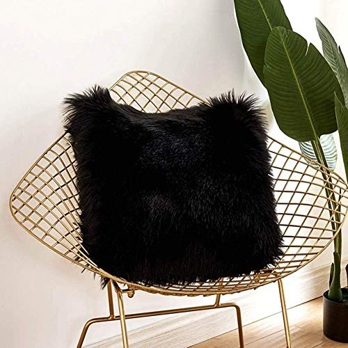 YIHAIC Faux Fur Cushion Covers,Fluffy Soft Pillow Cases,Plush Throw Pillow Cover For Sofa Bedroom Car holiday decorative, wedding, home decorative, office 45 x 45cm