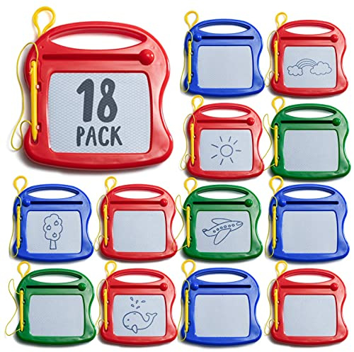 PREXTEX 18-Pack Mini Magnetic Drawing Board for Kids - Mini Doodle Pad Bulk Toys for Easter Basket Stuffers and Classroom Toys - Goodie Bags for Kids Birthday, Daycare, and Toddler Party Favors