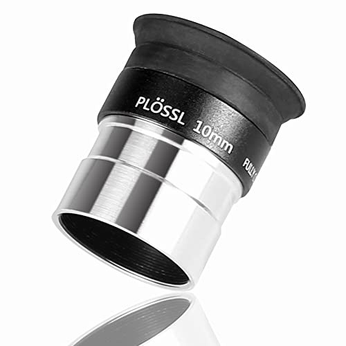 SOLOMARK Ocular telescópico Plossl de 1.25 pulgadas y 10 mm con rosca de filtro y tapas de lente, diseño Plossl de 4 elementos