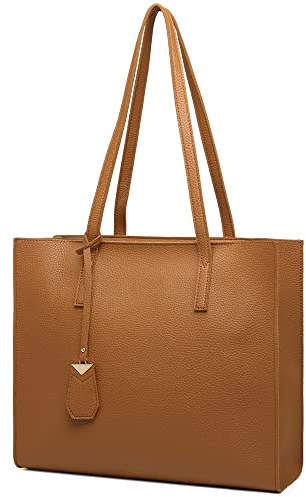 MORGLOVE Handtasche Damen Groß Shopper Tasche Mode Schule Arbeit Freizeit Henkeltasche mit Reißverschluss (A-Brown)